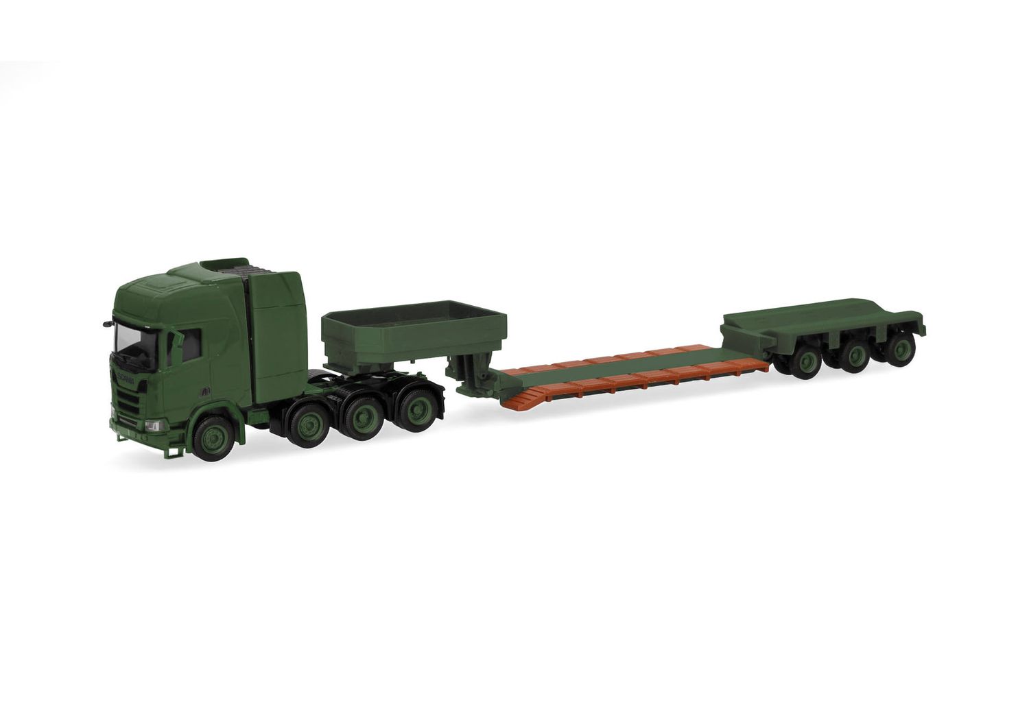 1:87 Herpa - Scania CR 20 HD Tieflade-Sattelzug  1:87 Herpa - Scania CR 20 HD Tieflade-Sattelzug "Dänische Armee" (DK)