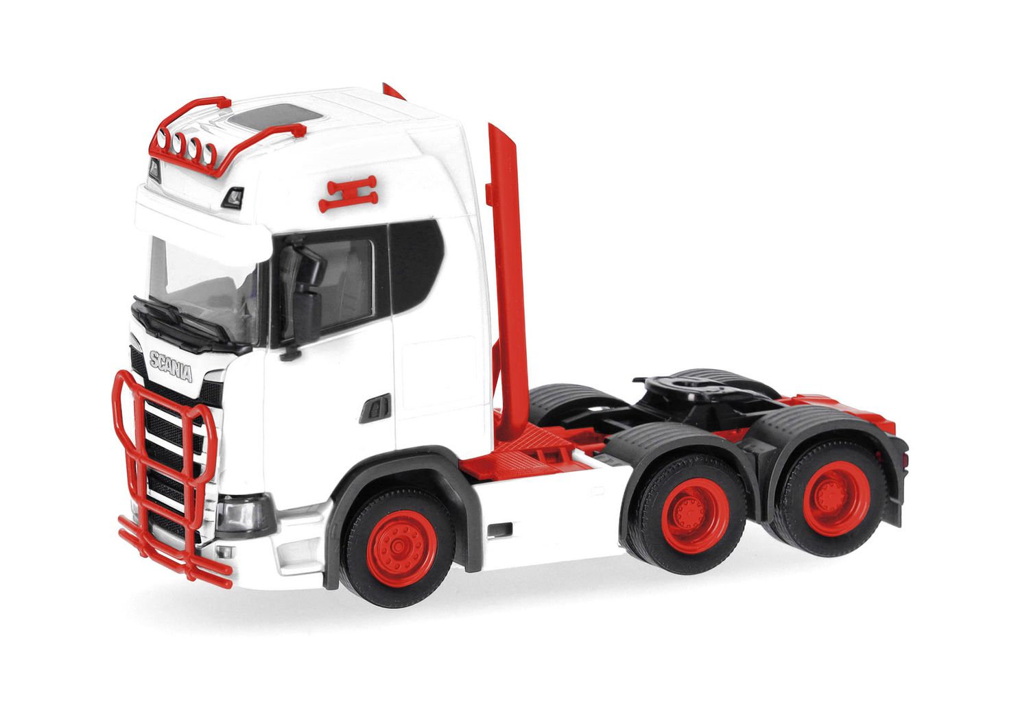 1:87 Herpa - Scania CS 20 HD Zugmaschine 3achs (6x4), weiß/rot 1:87 Herpa - Scania CS 20 HD Zugmaschine 3achs (6x4), weiß/rot
