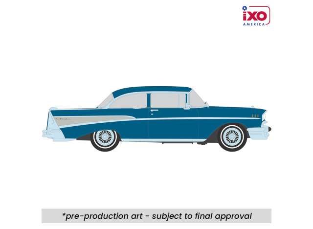 1:64 Ixo USA - 1957 Chevrolet Bel Air Sedan with continental kit, harbor blue
