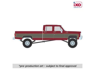 1:64 Ixo USA - 1977 GMC Sierra Grande K2500 Crew Cab Wideside, dark red metallic/silver special two-tone Lifted 1:64 Ixo USA - 1977 GMC Sierra Grande K2500 Crew Cab Wideside, dark red metallic/silver special two-tone Lifted