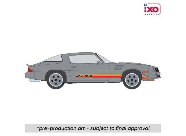 1:64 Ixo USA - 1979 Chevrolet Camaro Z28, silver with orange stripes 1:64 Ixo USA - 1979 Chevrolet Camaro Z28, silver with orange stripes