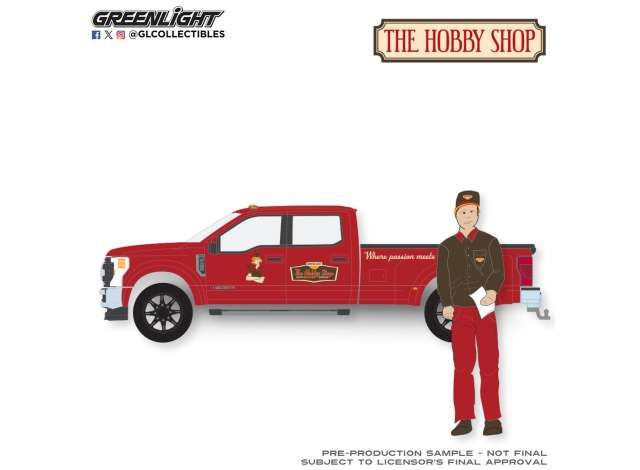 1:64 Greenlight - 2022 F-450 Dually Shop Truck with Mechanic Figure *The Hobby Shop Series 17*