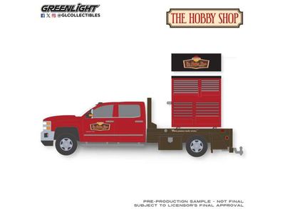 1:64 Greenlight - 2016 Chevrolet Silverado 3500HD Dually Flatbed with Tool Cabinet *The Hobby Shop Series 17*