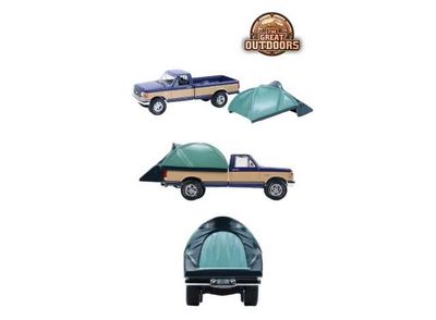 1:64 Greenlight - 1987 Ford F-150 XLT Lariat *The Great Outdoors Series 4*, dark blue/tan with Modern Truck Bed Tent 1:64 Greenlight - 1987 Ford F-150 XLT Lariat *The Great Outdoors Series 4*, dark blue/tan with Modern Truck Bed Tent