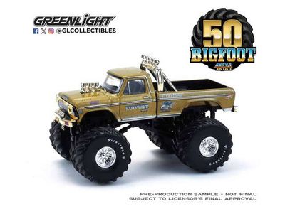 1:64 Greenlight -  1974 Ford F-250 Monster Truck 50th Anniversary *Kings of Crunch* Bigfoot #1, gold metallic