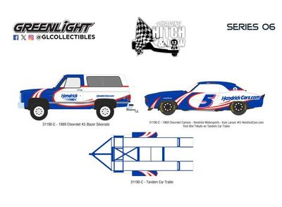 1:64 Greenlight - 1969 Ford F-250 and 1969 Chevy Z/28 Camaro - Dan Fletcher with Enclosed Hauler Safety Safari *Racing Hitch & Tow Series 6* 1:64 Greenlight - 1969 Ford F-250 and 1969 Chevy Z/28 Camaro - Dan Fletcher with Enclosed Hauler Safety Safari *Racing Hitch & Tow Series 6*