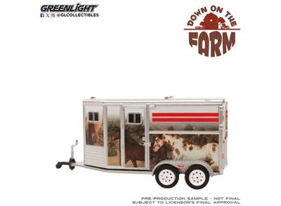 1:64 Greenlight - Horse Trailer - Custom Horse Wrap *Down on the Farm Series 11*