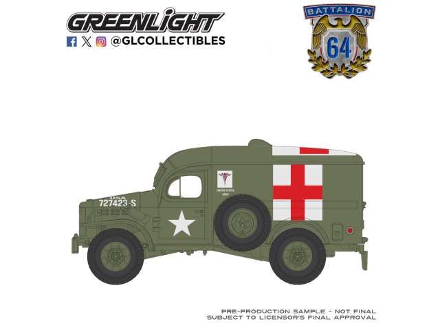 1:64 Greenlight - 1944 Dodge WC 54 4X4 Ambulance, New Tooling *Battalion 64 Series 6*