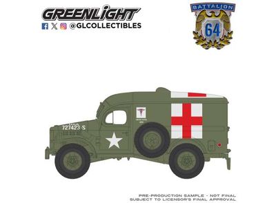 1:64 Greenlight - 1944 Dodge WC 54 4X4 Ambulance, New Tooling *Battalion 64 Series 6*