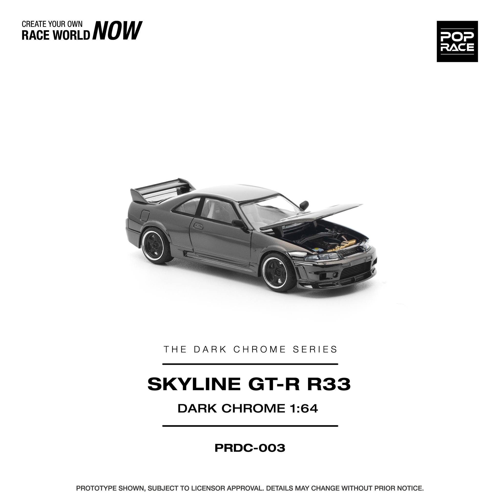 1:64 Pop Race Limited - Skyline R33 GT-R *The Dark Chrome Series*