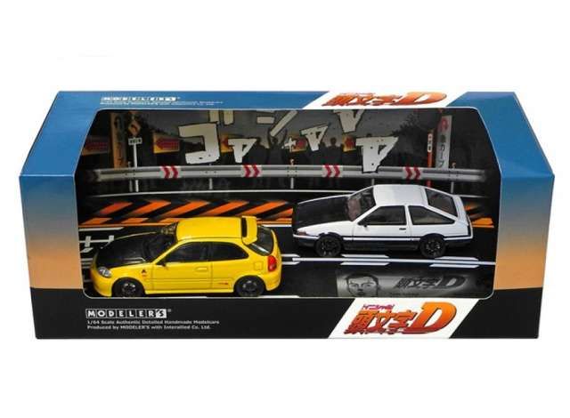 1:64 Modeler's - Initial D Set Vol. 12 4th Stage Tachi Tomoyuki Civic EK9 & Takumi Fujiwara Sprinter Trueno AE86 1:64 Modeler's - Initial D Set Vol. 12 4th Stage Tachi Tomoyuki Civic EK9 & Takumi Fujiwara Sprinter Trueno AE86