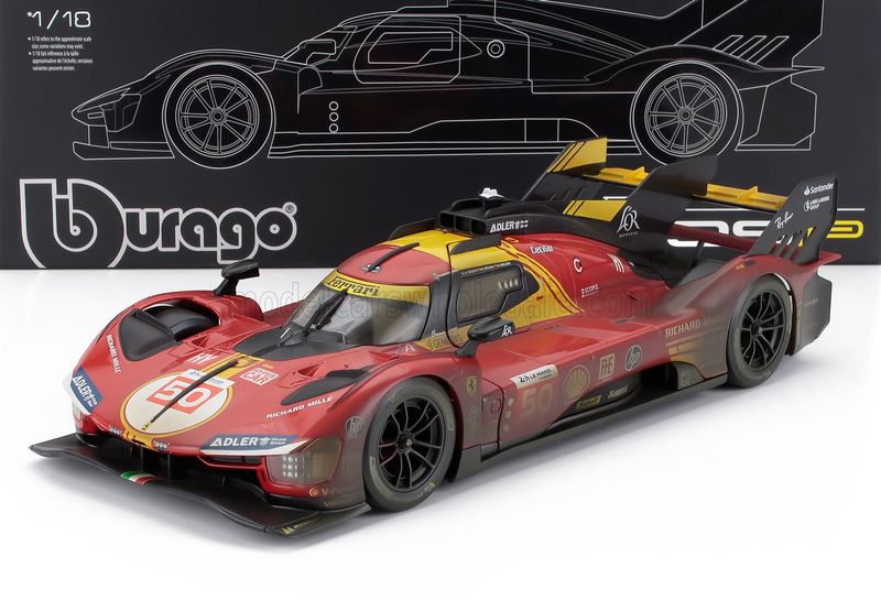 1:18 Bburago - Ferrari 499P 3.0L Turbo V6 Team ferrari AF Corse #50 Winner 24h le mans 2024 a. Fuoco - M. Molina - N. Nielson *After Race Version* *Mit Vitrine* 1:18 Bburago - Ferrari 499P 3.0L Turbo V6 Team ferrari AF Corse #50 Winner 24h le mans 2024 a. Fuoco - M. Molina - N. Nielson *After Race Version* *Mit Vitrine*