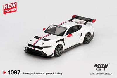 1:64 Mini GT - 2025 Ford Mustang GTD Spirit of America, white/red
