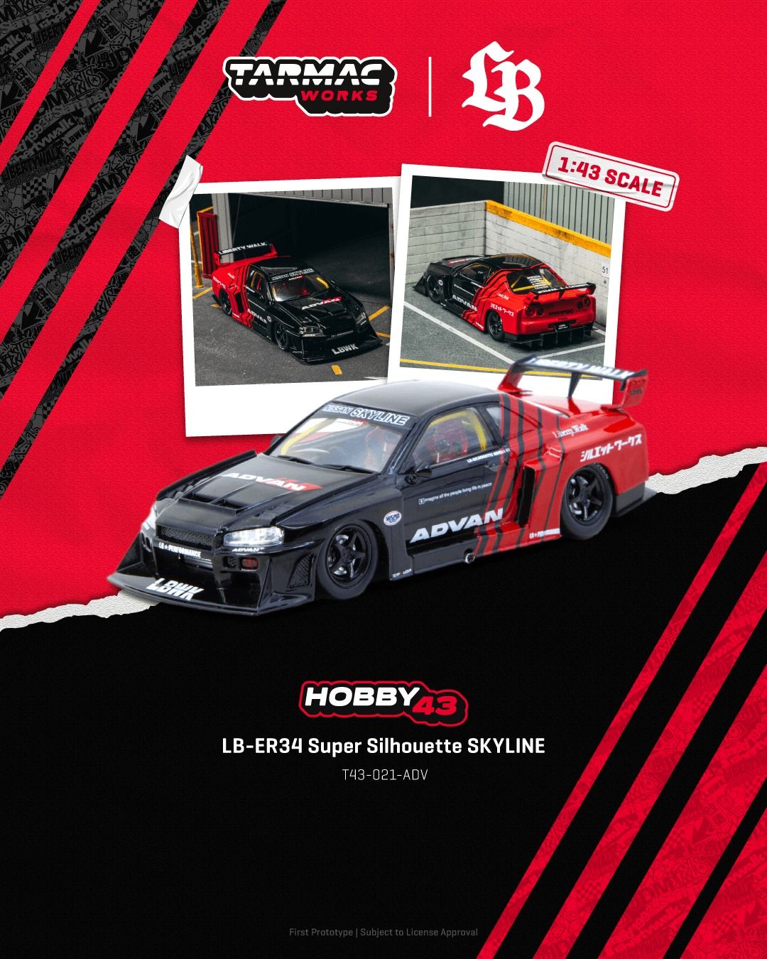 1:43 Tarmac - LB-ER34 Super Silhouette Skyline *ADVAN*