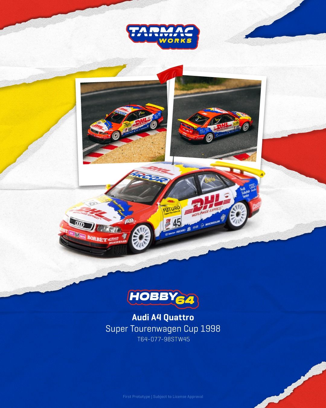 1:64 Tarmac - 1998 Audi A4 Quattro #45 Frank Biela Super Tourenwagen Cup