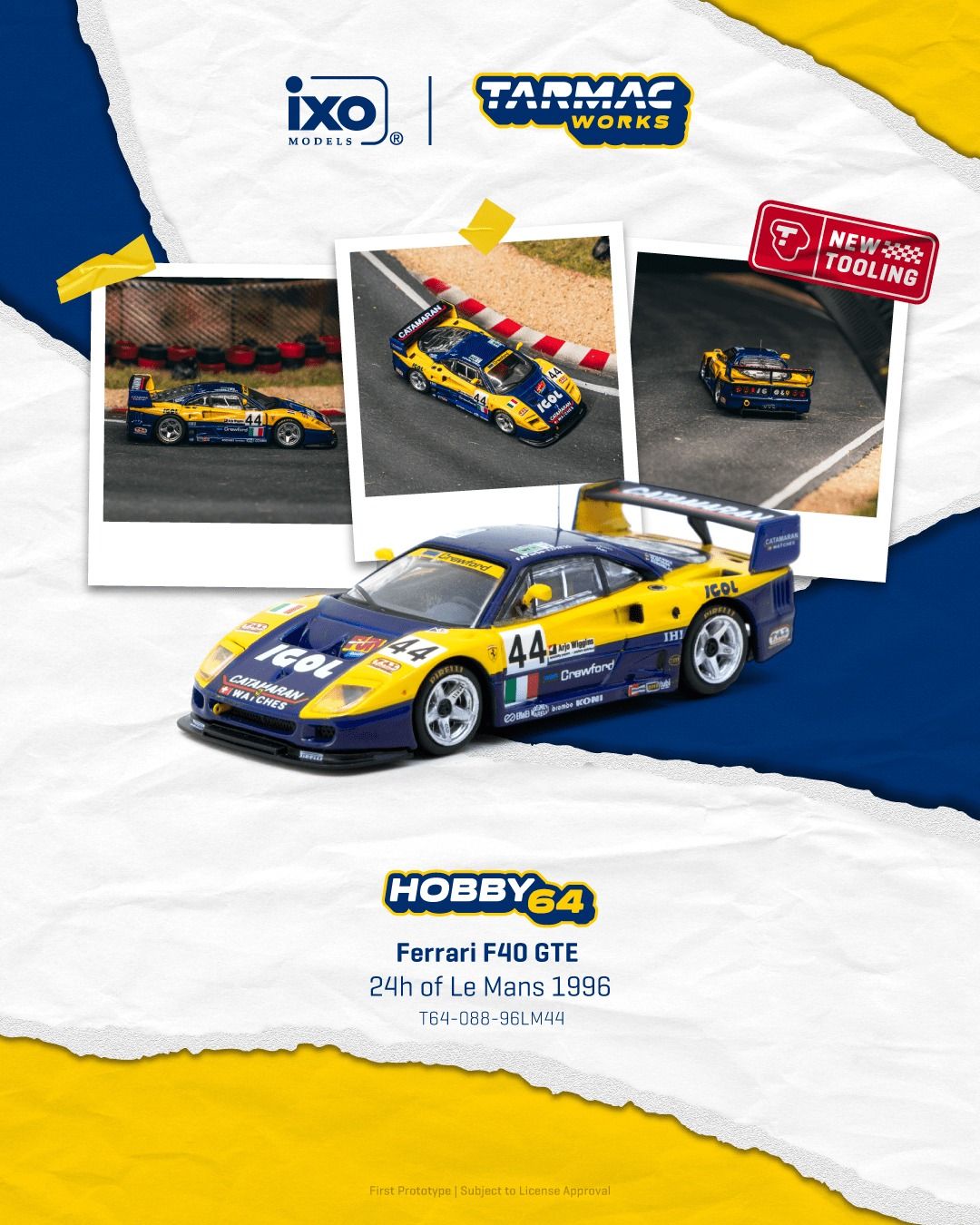 1:64 Tarmac - Ferrari F40 GTE #44 Luciano Della Noce/Anders Olofsson/Carl Rosenblad 24h of Le Mans