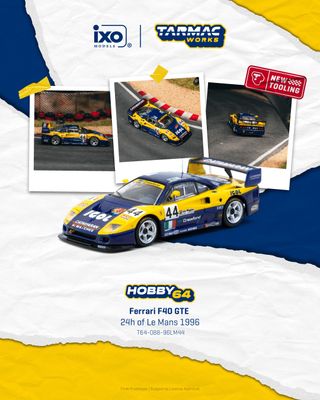 1:64 Tarmac - Ferrari F40 GTE #44 Luciano Della Noce/Anders Olofsson/Carl Rosenblad 24h of Le Mans