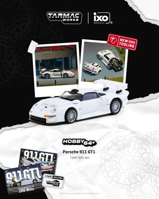 1:64 Tarmac - Porsche 911 GT1, white *Tarmac Cards* 1:64 Tarmac - Porsche 911 GT1, white *Tarmac Cards*