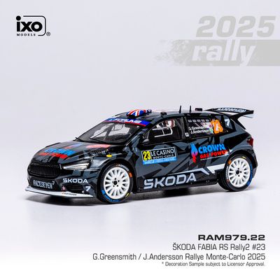 1:43 Ixo - Skoda Fabia RS Rally2, WRC, Rally Monte Carlo, 2025, #23 G. Greensmith - J. Andersson