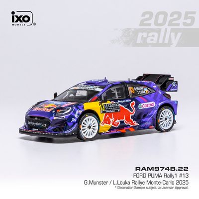 1:43 Ixo - Ford Puma Rally1, WRC, Rally Monte Carlo, 2025, #13 G. Munster - L. Louka