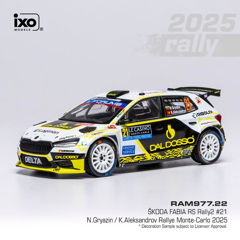 1:43 Ixo - Skoda Fabia RS Rally2, WRC, Rally Monte Carlo, 2025, #21 N. Gryazin - K. Aleksandrov