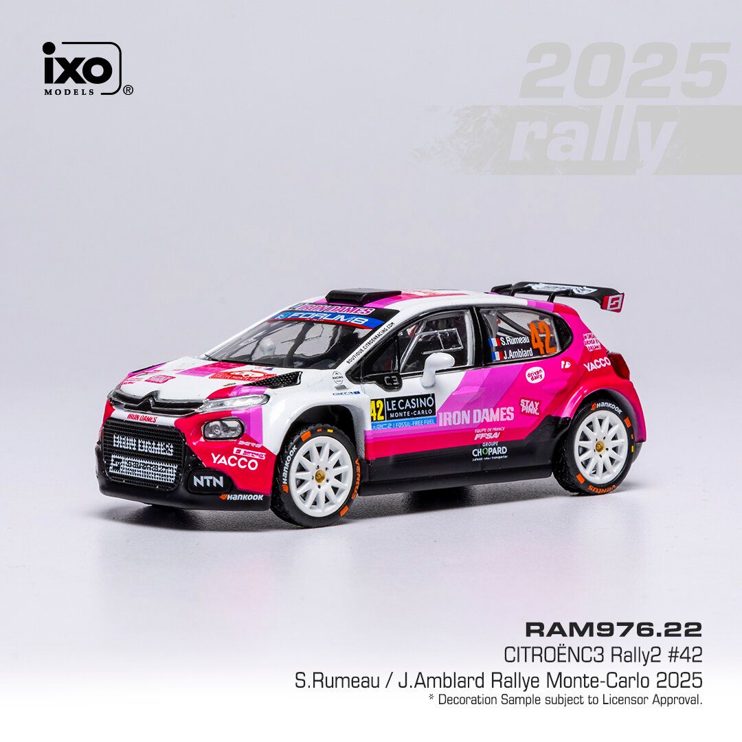 1:43 Ixo - Citroen C3 Rally2, WRC, Rally Monte Carlo, 2025, #42 S. Rumeau - J. Amblard 1:43 Ixo - Citroen C3 Rally2, WRC, Rally Monte Carlo, 2025, #42 S. Rumeau - J. Amblard