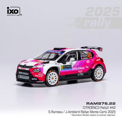 1:43 Ixo - Citroen C3 Rally2, WRC, Rally Monte Carlo, 2025, #42 S. Rumeau - J. Amblard