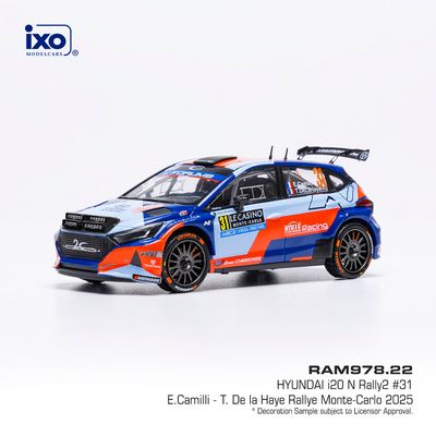 1:43 Ixo - Hyundai i20 N Rally2, WRC, Rally Monte Carlo, 2025, #31 E. Camilli - T. De la Haye 1:43 Ixo - Hyundai i20 N Rally2, WRC, Rally Monte Carlo, 2025, #31 E. Camilli - T. De la Haye