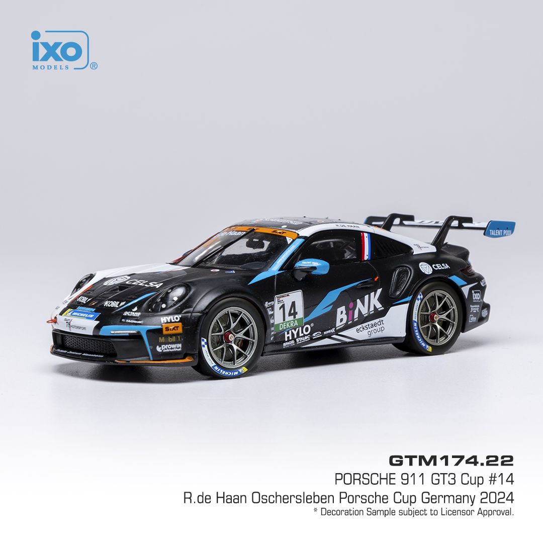 1:43 Ixo - Porsche 911 GT3 Cup (992), Porsche Cup, Oschersleben, 2024, #14 R. de Haan 1:43 Ixo - Porsche 911 GT3 Cup (992), Porsche Cup, Oschersleben, 2024, #14 R. de Haan