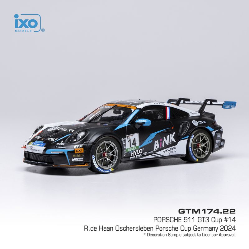 1:43 Ixo - Porsche 911 GT3 Cup (992), Porsche Cup, Oschersleben, 2024, #14 R. de Haan