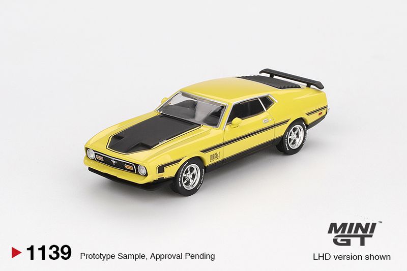 1:64 Mini GT - 1971 Ford Mustang Mach 1, grabber yellow  *Blister packaging* 1:64 Mini GT - 1971 Ford Mustang Mach 1, grabber yellow  *Blister packaging*
