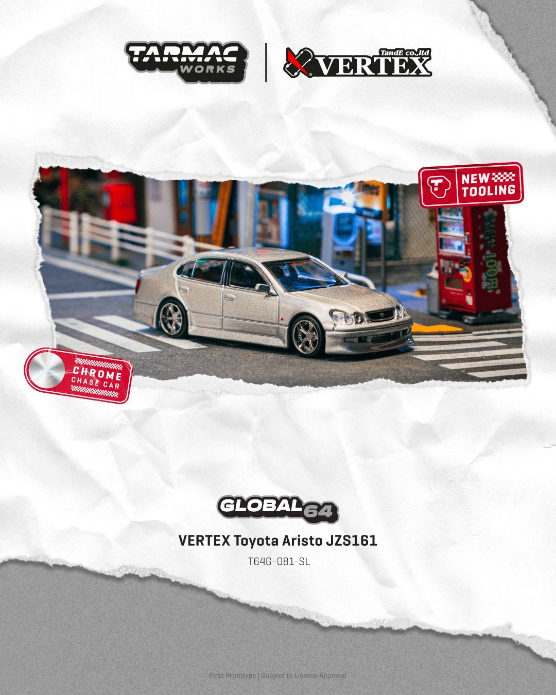 1:64 Tarmac - Vertex Toyota Aristo JZS161, silver