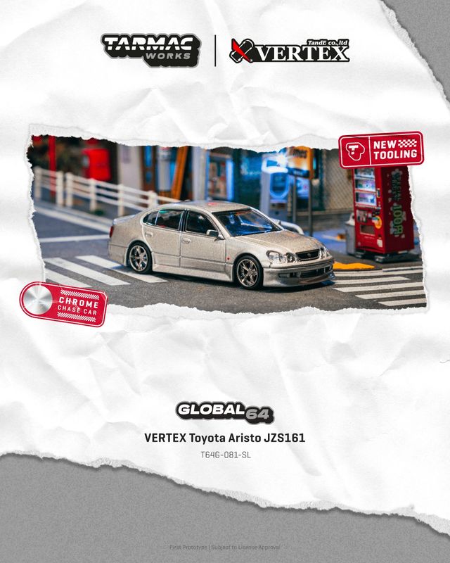 1:64 Tarmac - Vertex Toyota Aristo JZS161, silver 1:64 Tarmac - Vertex Toyota Aristo JZS161, silver