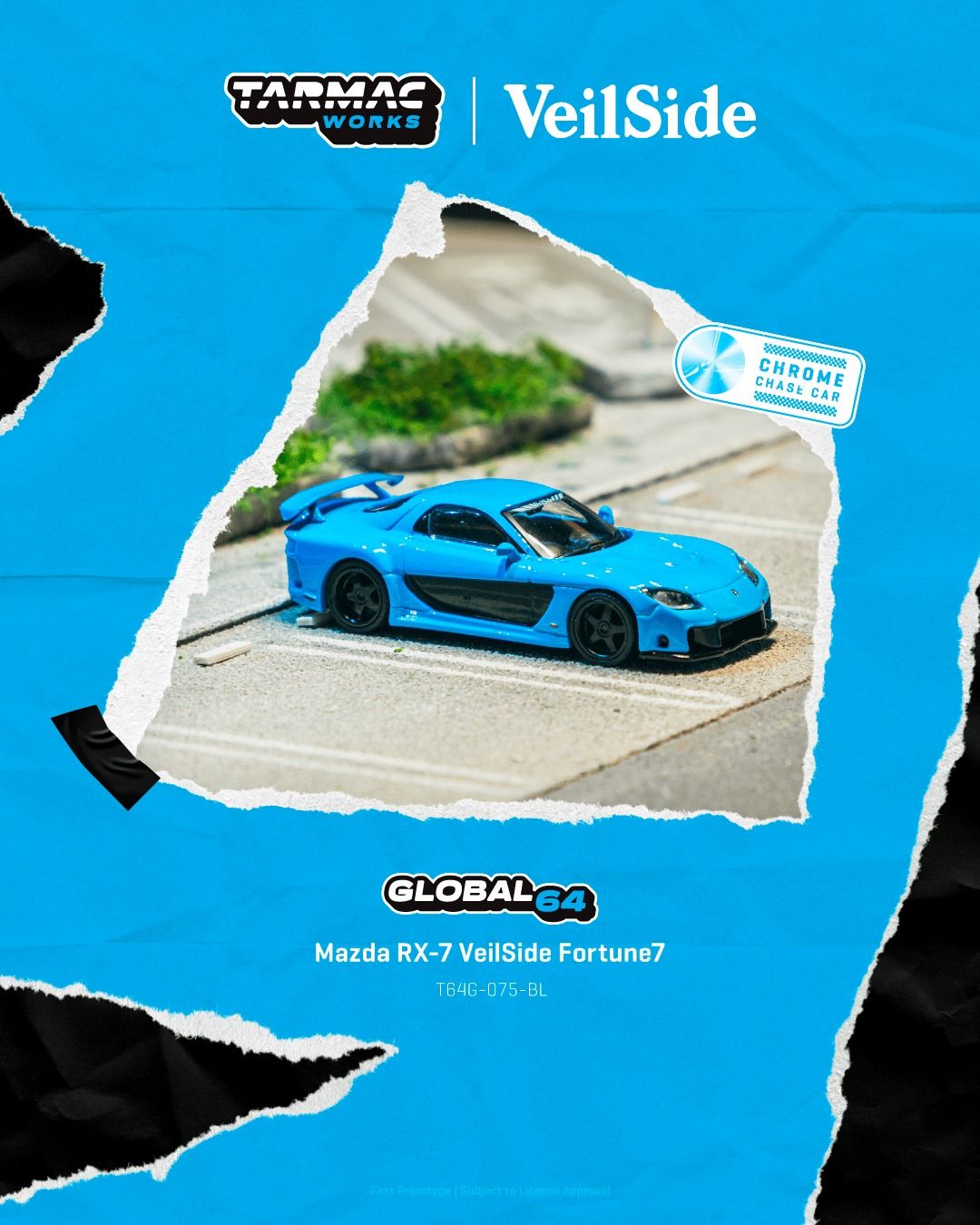 1:64 Tarmac - Mazda RX-7 VeilSide Fortune7, blue