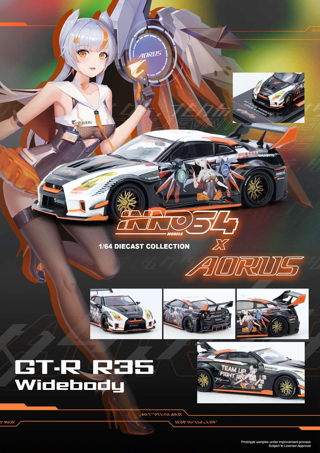 1:64 Inno64 - Nissan GT-R R35 Widebody *AORUS* Limited Edition