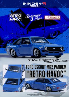 1:64 Inno64 - Ford Escort MK2 Pandem *Emotion* Retro Havoc, blue 1:64 Inno64 - Ford Escort MK2 Pandem *Emotion* Retro Havoc, blue