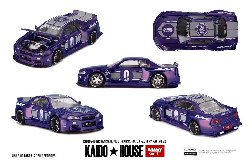 1:64 Mini GT - Nissan Skyline GT-R (R34) KAIDO RACING FACTORY V2 1:64 Mini GT - Nissan Skyline GT-R (R34) KAIDO RACING FACTORY V2