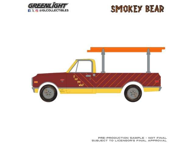 1:64 Greenlight - 1968 Chevrolet C-10 with Ladder Rack, Burned Timber Builds No Homes *Smokey Bear Series 5* 1:64 Greenlight - 1968 Chevrolet C-10 with Ladder Rack, Burned Timber Builds No Homes *Smokey Bear Series 5*