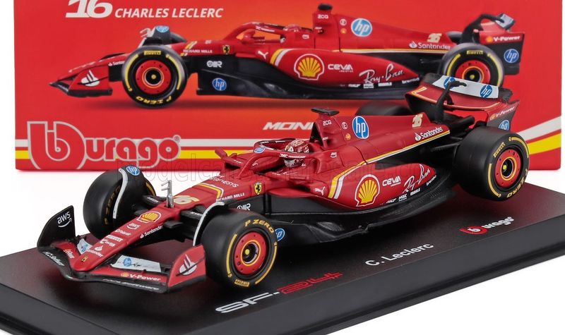 1:43 Bburago Signature - Ferrari F1 SF-24 Team Scuderia Ferrari #55 3rd Monaco GP 2024 Carlos Sainz - Mit Fahrer & Vitrine *Carmodel Exclusiv*