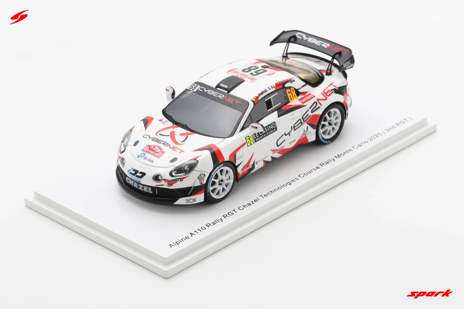 1:43 Spark - Alpine A110 Rally RGT No.68 Chazel Technologies Course Rally Monte Carlo 2025 ( 2nd RGT ) A. Fumal - J. Escartefigue (Photos credited: FB Chazel Technologies Course) 1:43 Spark - Alpine A110 Rally RGT No.68 Chazel Technologies Course Rally Monte Carlo 2025 ( 2nd RGT ) A. Fumal - J. Escartefigue (Photos credited: FB Chazel Technologies Course)