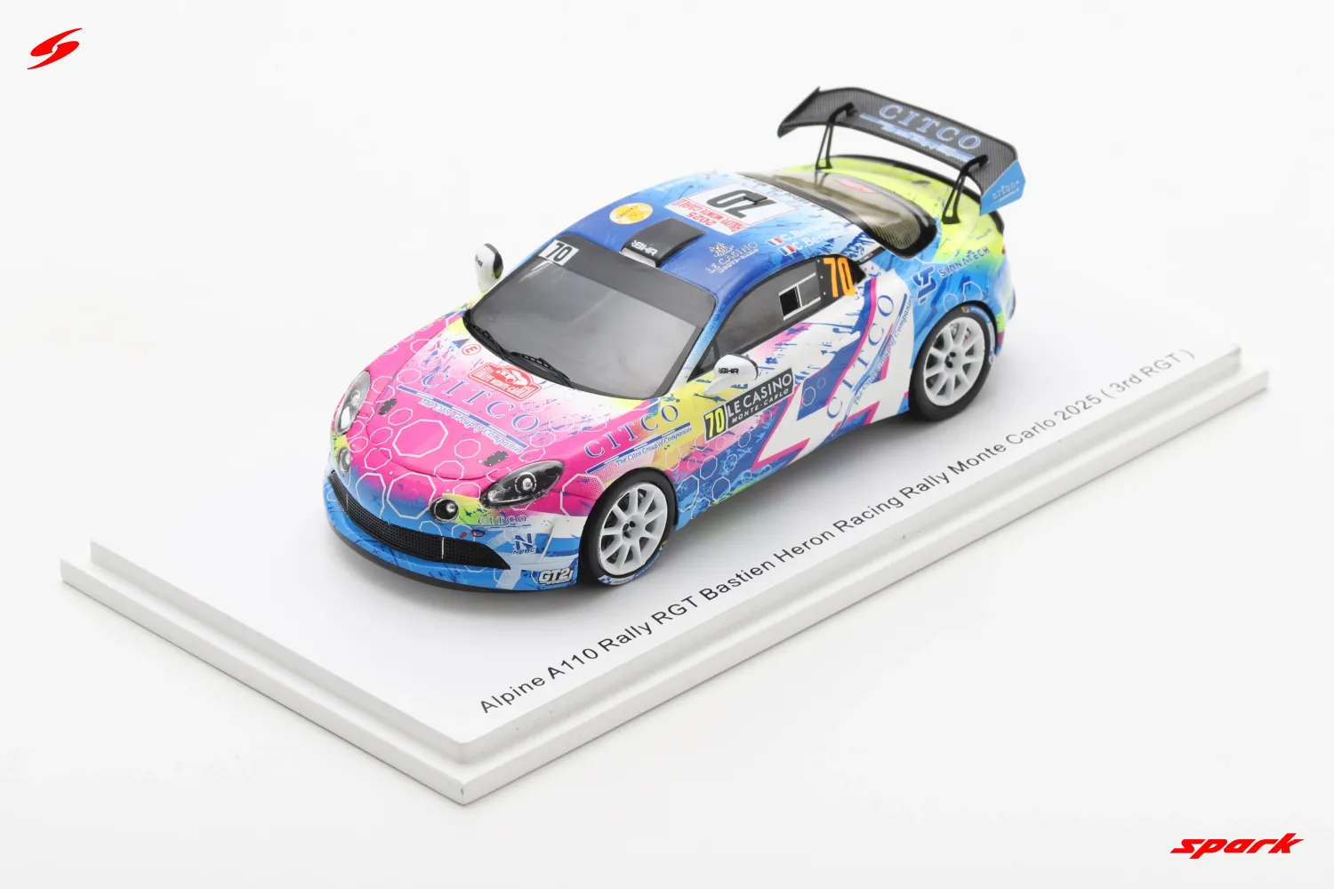1:43 Spark - Alpine A110 Rally RGT No.70 Bastien Heron Racing Rally Monte Carlo 2025 ( 3rd RGT ) C. Berard - C. Bernabo (Photos credited: Christ WRC)