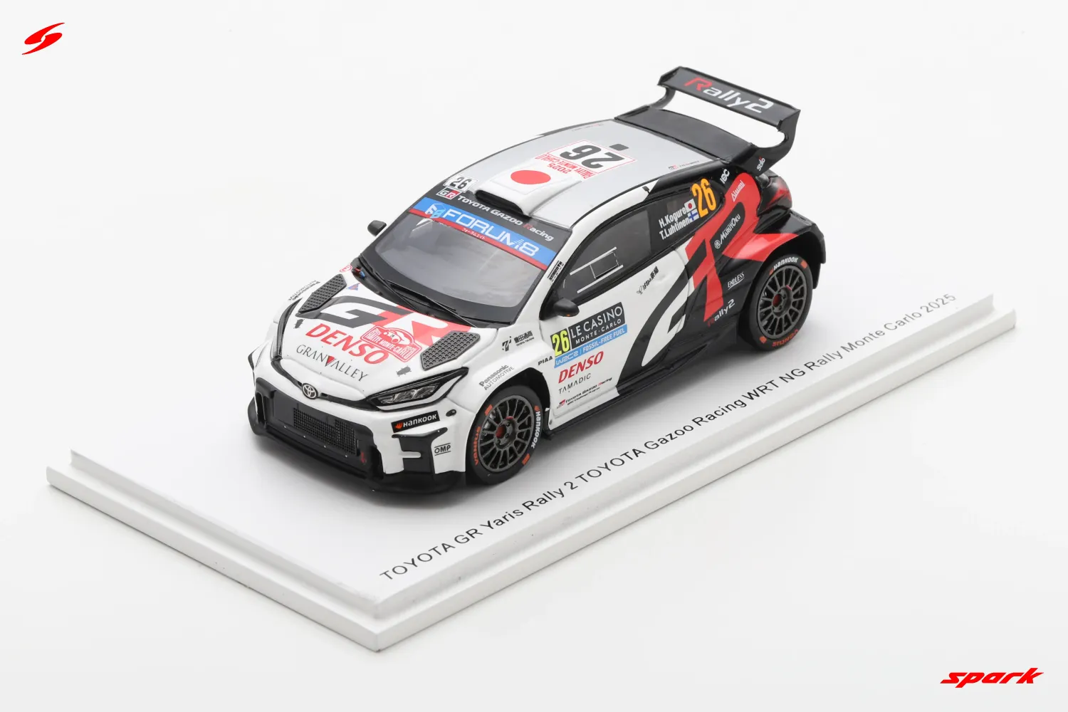 1:43 Spark - TOYOTA GR Yaris Rally 2 No.26 TOYOTA Gazoo Racing WRT NG Rally Monte Carlo 2025 H. Kogure - T. Luhtinen 1:43 Spark - TOYOTA GR Yaris Rally 2 No.26 TOYOTA Gazoo Racing WRT NG Rally Monte Carlo 2025 H. Kogure - T. Luhtinen