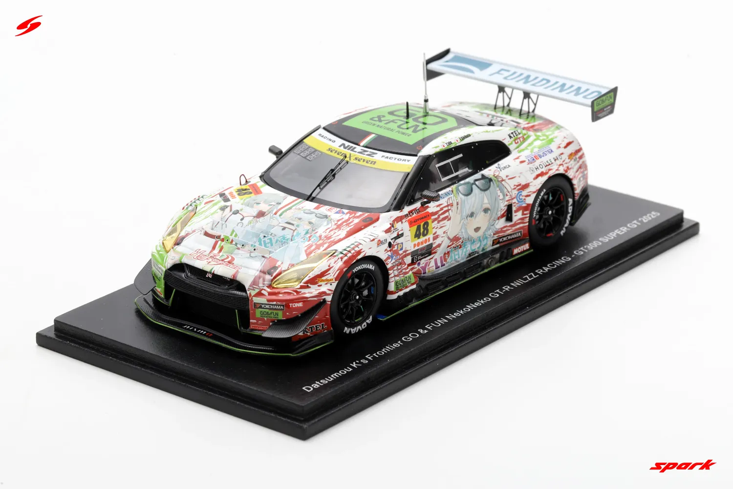 1:43 Spark - Datsumou K's Frontier GO & FUN NekoNeko GT-R NILZZ RACING No.48 GT300 SUPER GT 2025 T. Ida - Y. Shibata
