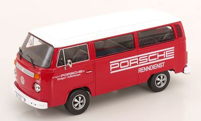 1:18 KK Scale - VW Bus T2b Porsche Renndienst Fuchs-Felgen 1972 rot/weiß