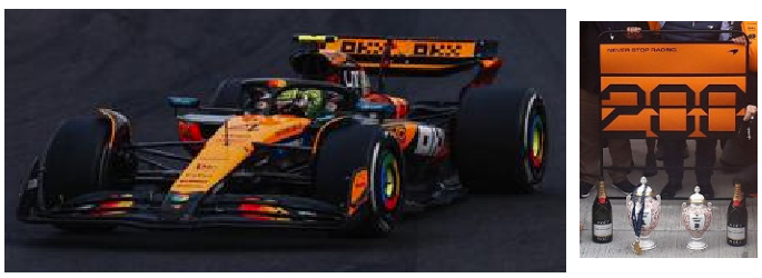 1:43 Spark - McLaren MCL39 No.4 McLaren Formula 1 Team Winner Hungarian GP 2025 Lando Norris - McLaren 200GP Wins *with Pit Board*