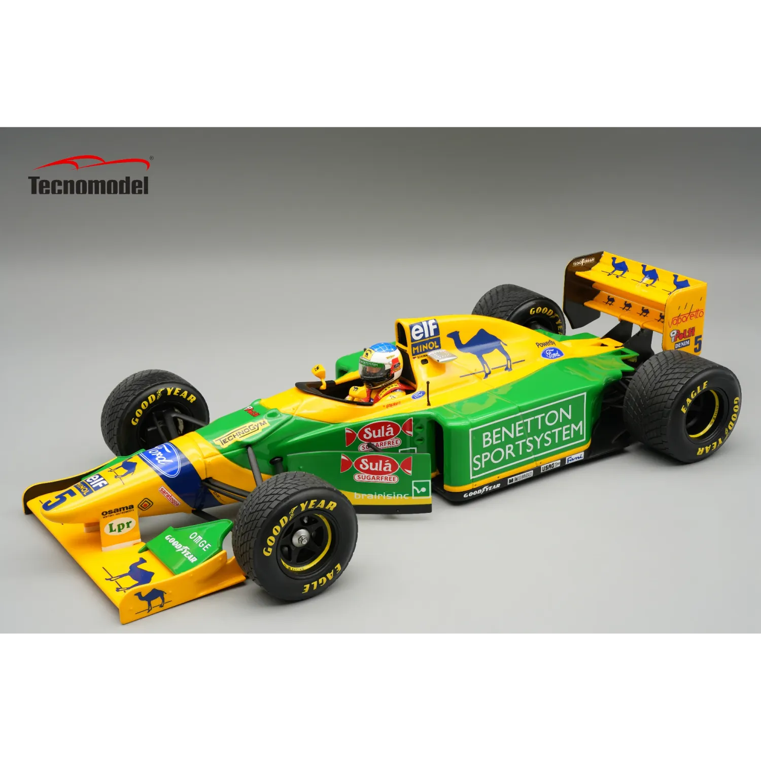 1:18 Tecnomodel - Benetton F1 B193 Team Benetton Ford #5 British GP 1993 M. Schumacher *With Rain Tires* *With Driver Figure* 1:18 Tecnomodel - Benetton F1 B193 Team Benetton Ford #5 British GP 1993 M. Schumacher *With Rain Tires* *With Driver Figure*