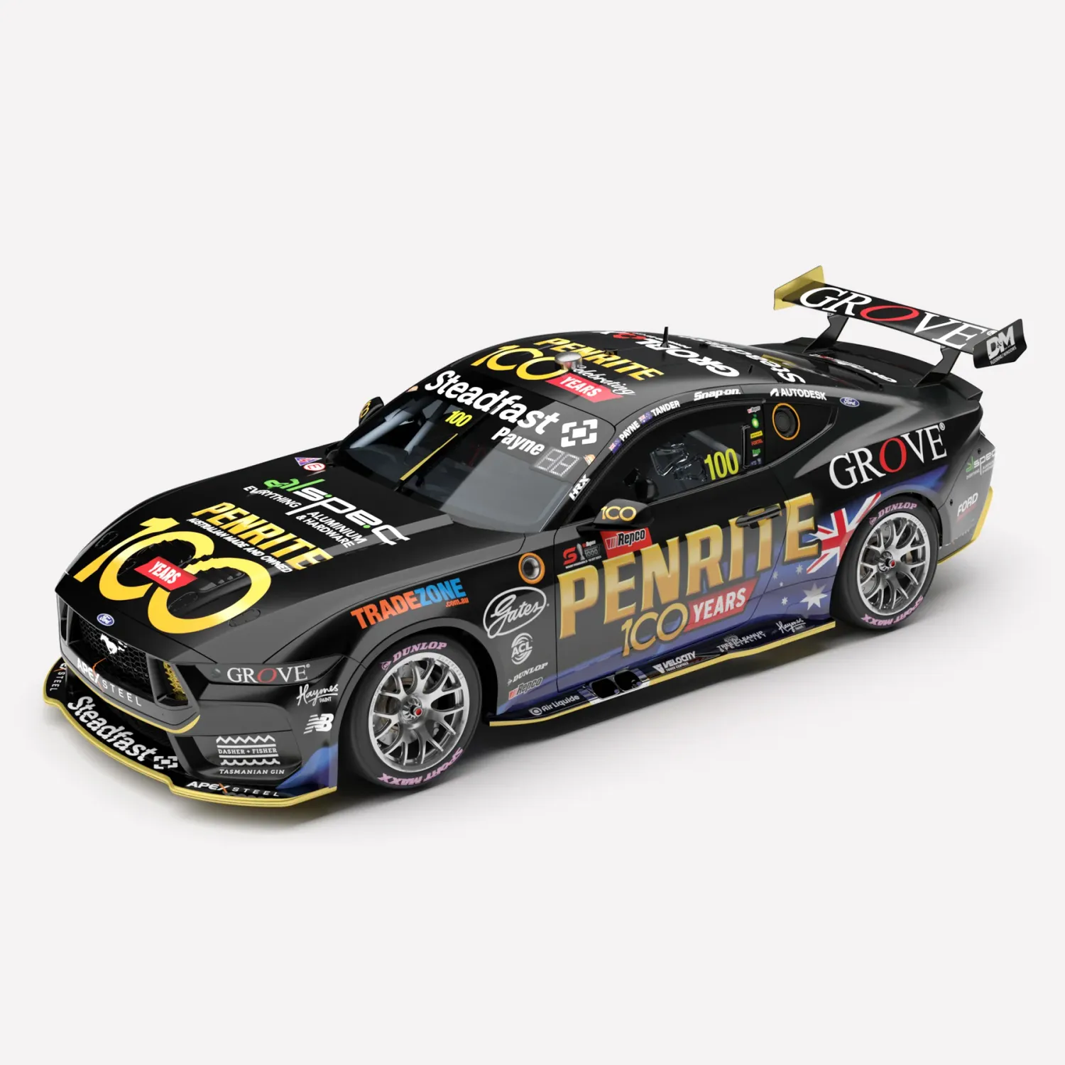 1:43 Authentic Collectables - Penrite Racing #100 Ford Mustang GT - 2025 Repco Bathurst 1000 Winner - Drivers: Matthew Payne / Garth Tander