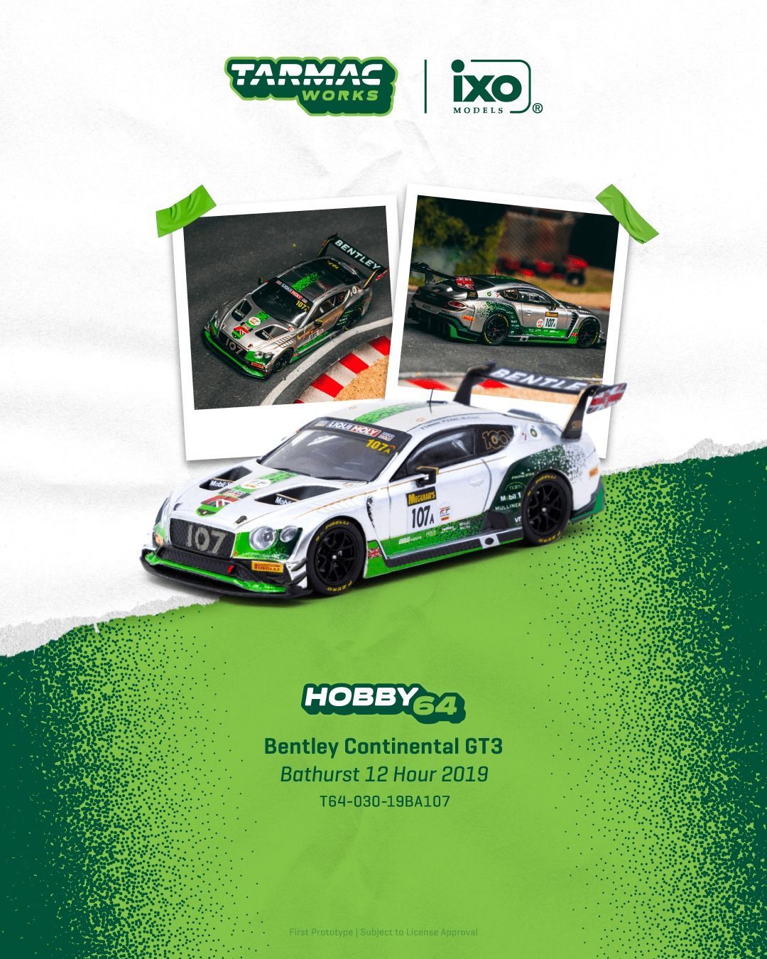 1:64 Tarmac - 2019 Bentley Continental GT3 J.Gounon/S.Kane/J.Pepper Bathurst 12 Hour