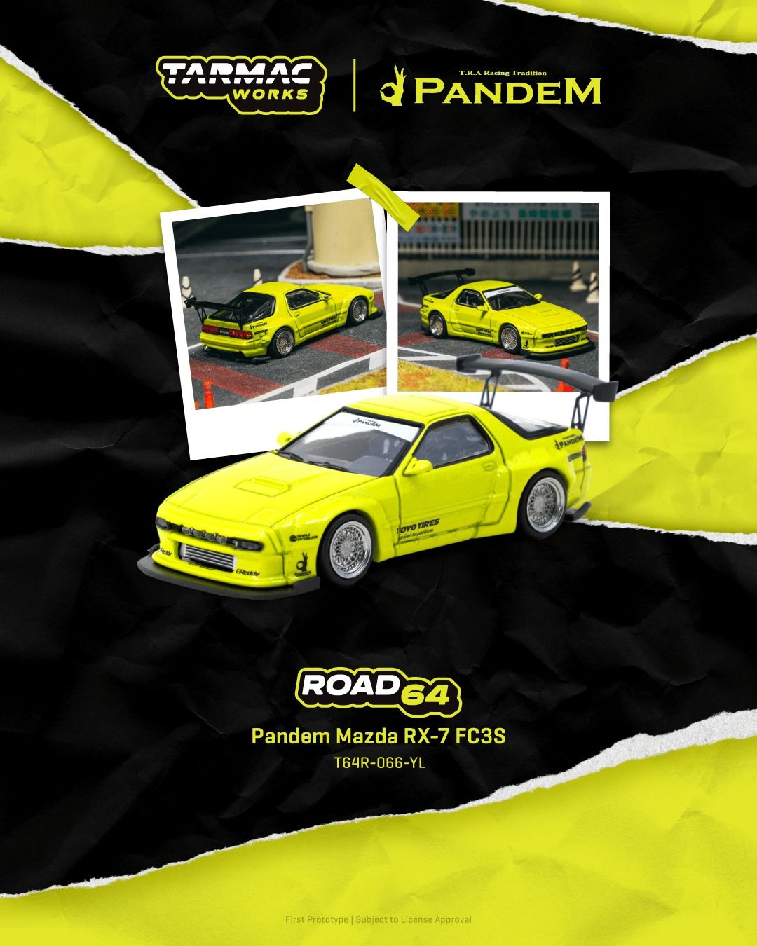 1:64 Tarmac - Pandem Mazda RX-7 FC3S, yellow