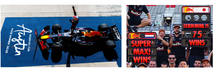 1:43 Spark - Red Bull Racing RB21 No.1 Oracle Red Bull Racing Winner US GP 2025 Max Verstappen *with Pit Boards & bigger Base*